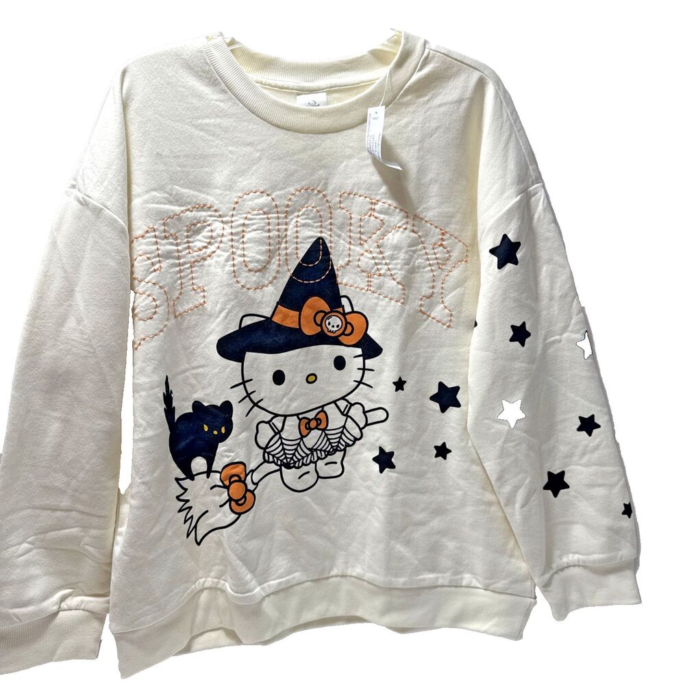 Hello Kitty Vanilla Ice Halloween Sweatshirt Women's Large Witchy Design Fleece